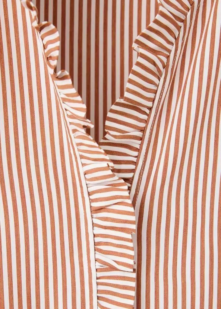 Brown Striped Blouse With Frill Detail, , large image number 5