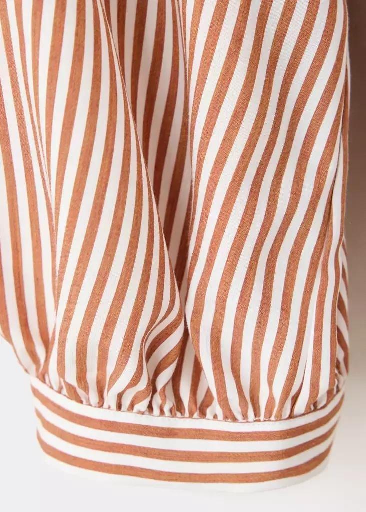 Brown Striped Blouse With Frill Detail, , large image number 6