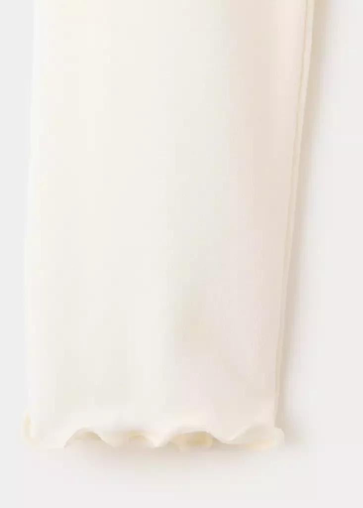 Cream Ribbed T-Shirt With Scalloped Trim, Natural White, large image number 5