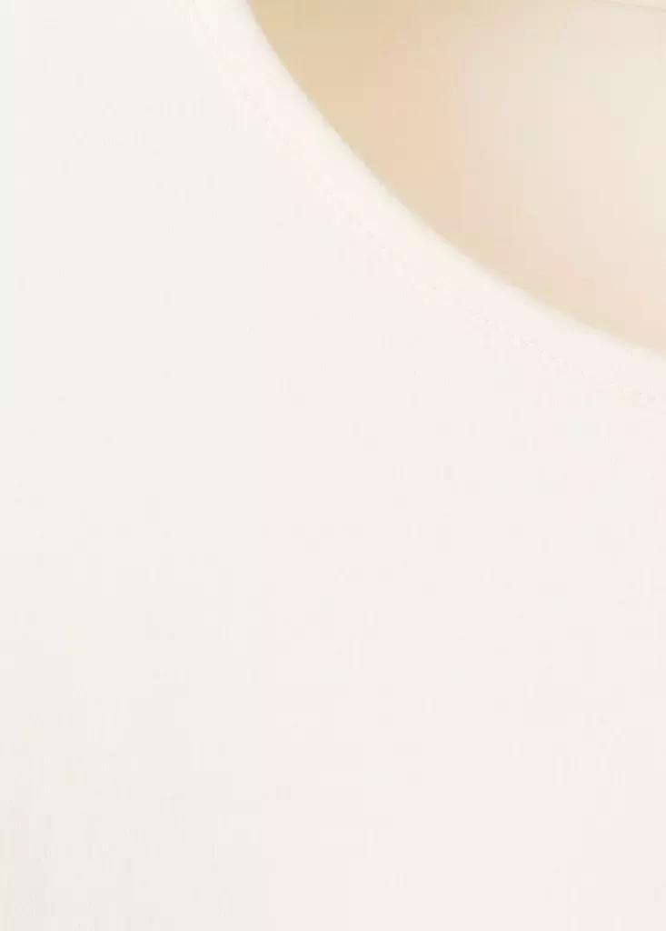 Cream Ribbed T-Shirt With Scalloped Trim, Natural White, large image number 6