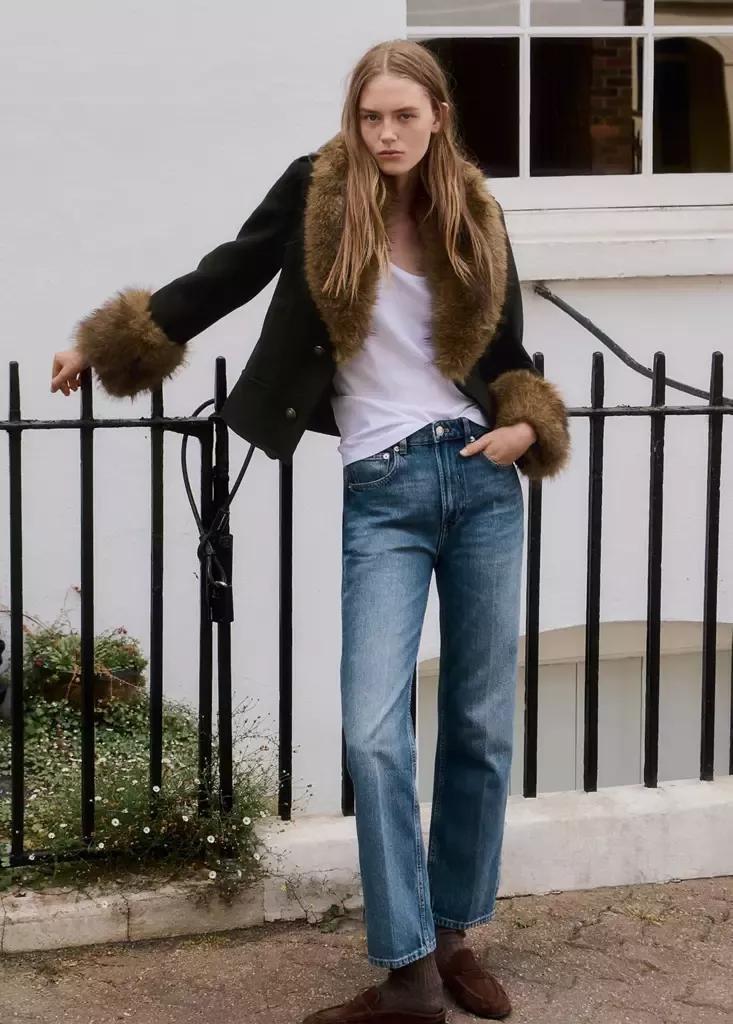 Blue High Waist Straight Jeans, Open Blue, large image number 0