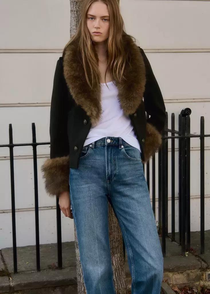 Blue High Waist Straight Jeans, Open Blue, large image number 1