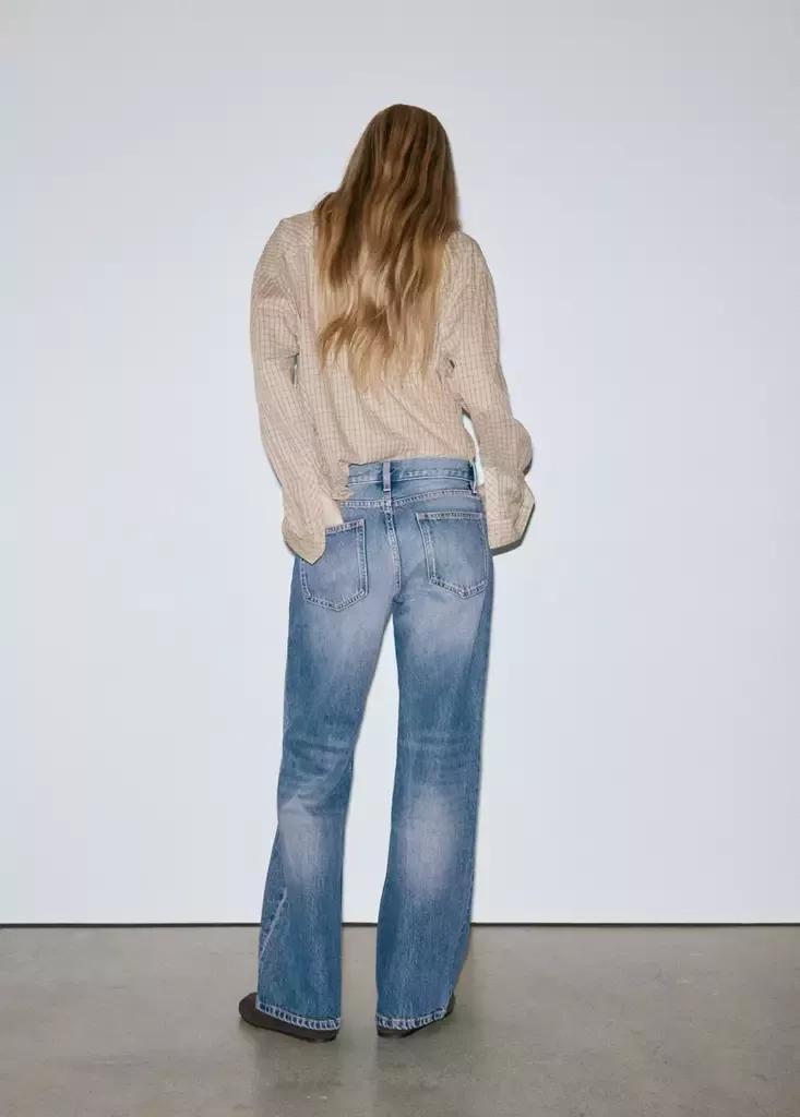Blue Straight Low-Waist Jeans, Open Blue, medium