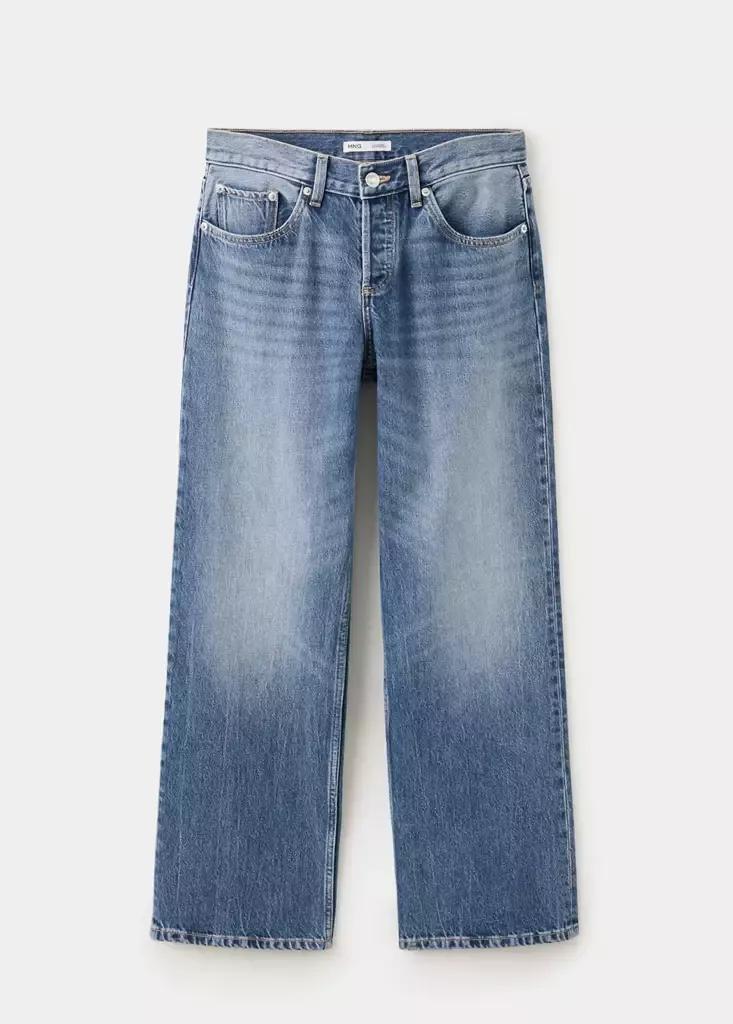 Blue Straight Low-Waist Jeans, Open Blue, large image number 4