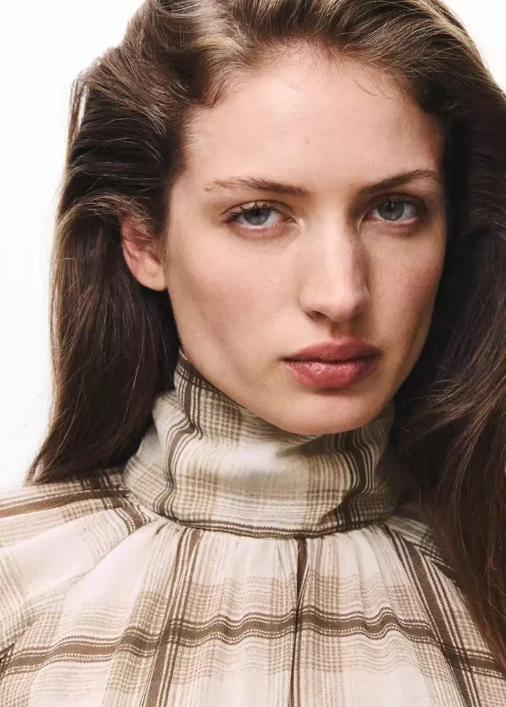 Brown Checked Print Blouse, Brown, large image number 3
