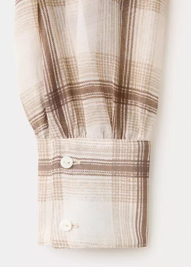 Brown Checked Print Blouse, Brown, large image number 7