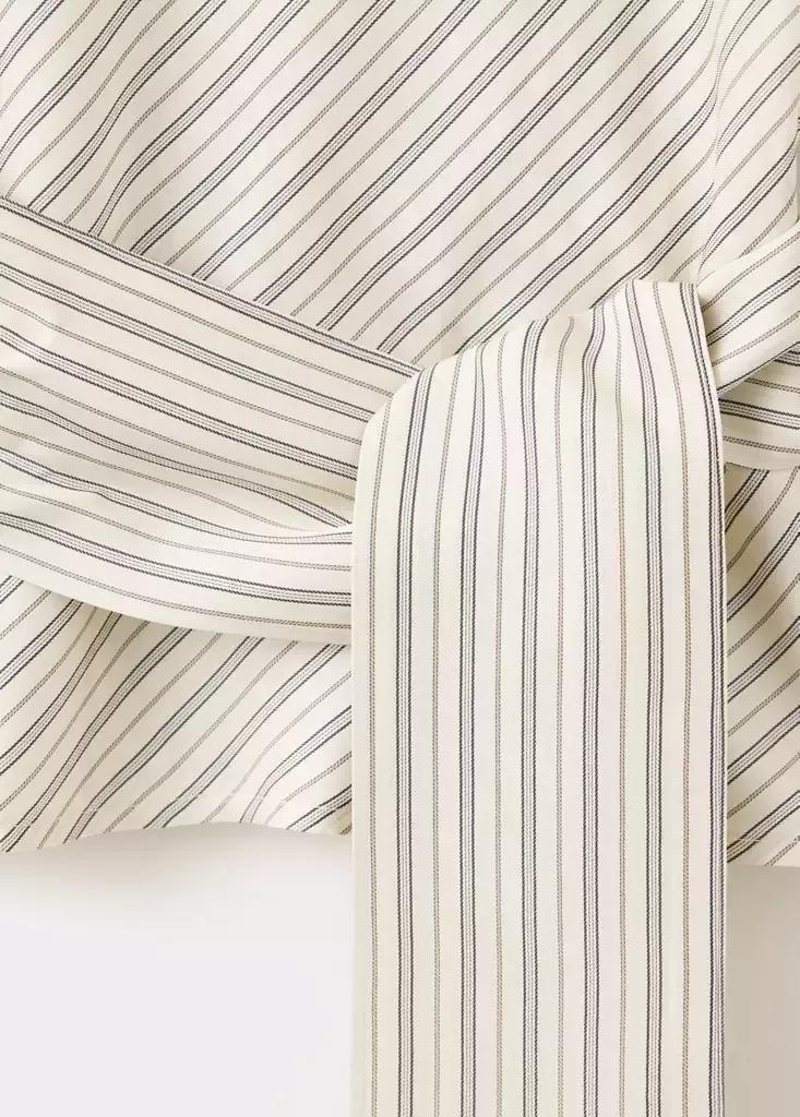Beige Blouse With Tie At The Waist, Light Beige, large image number 6
