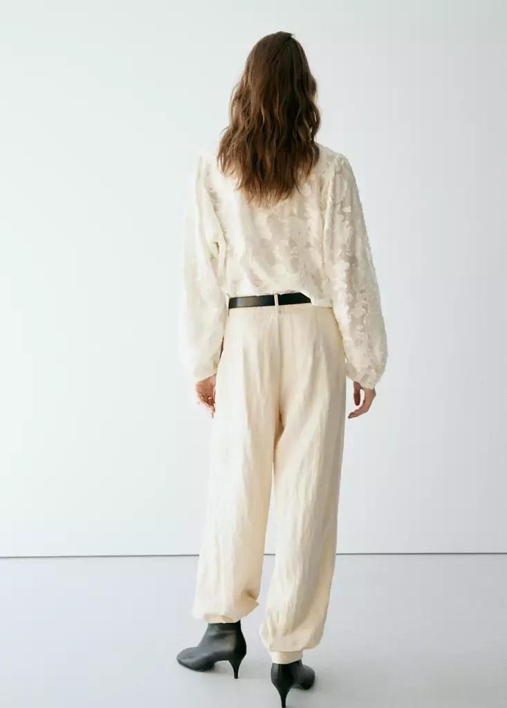 White Lyocell Blouse With Embroidered Details, Natural White, medium