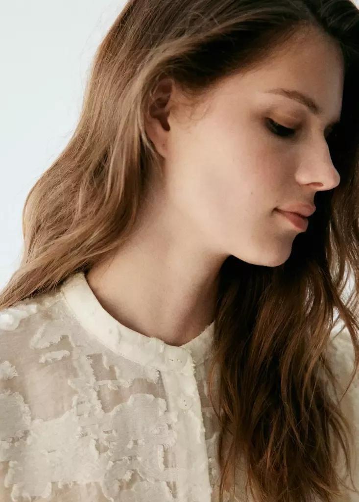 White Lyocell Blouse With Embroidered Details, Natural White, large image number 3