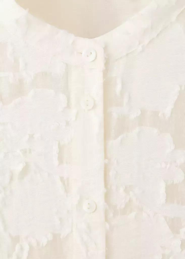 White Lyocell Blouse With Embroidered Details, Natural White, large image number 5
