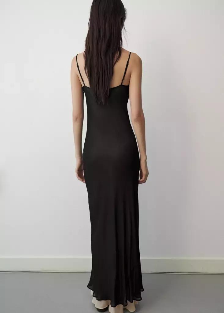 Black Embroidered Cutwork Combined Dress, Black, medium