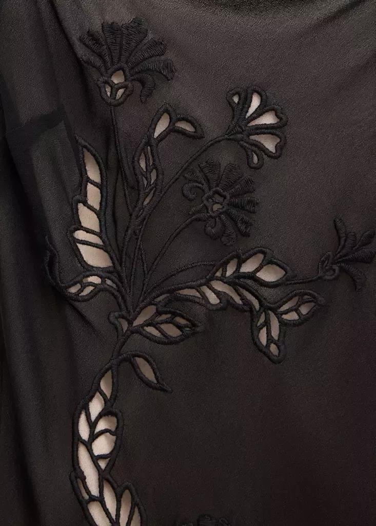 Black Embroidered Cutwork Combined Dress, Black, large image number 5