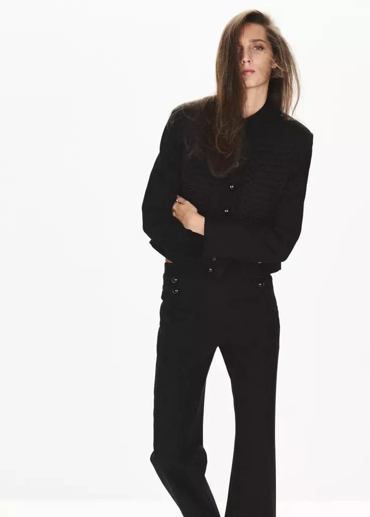 Black Jacket With Stand-Up Collar And Toggle Fastenings, , medium