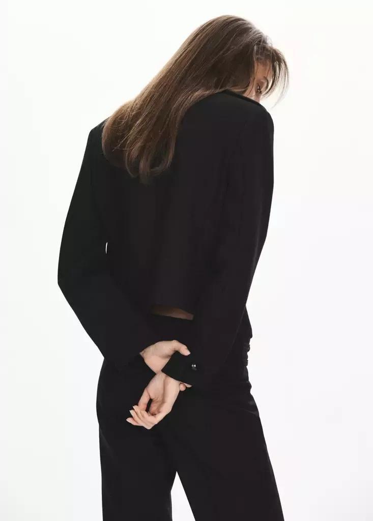 Black Jacket With Stand-Up Collar And Toggle Fastenings, , medium