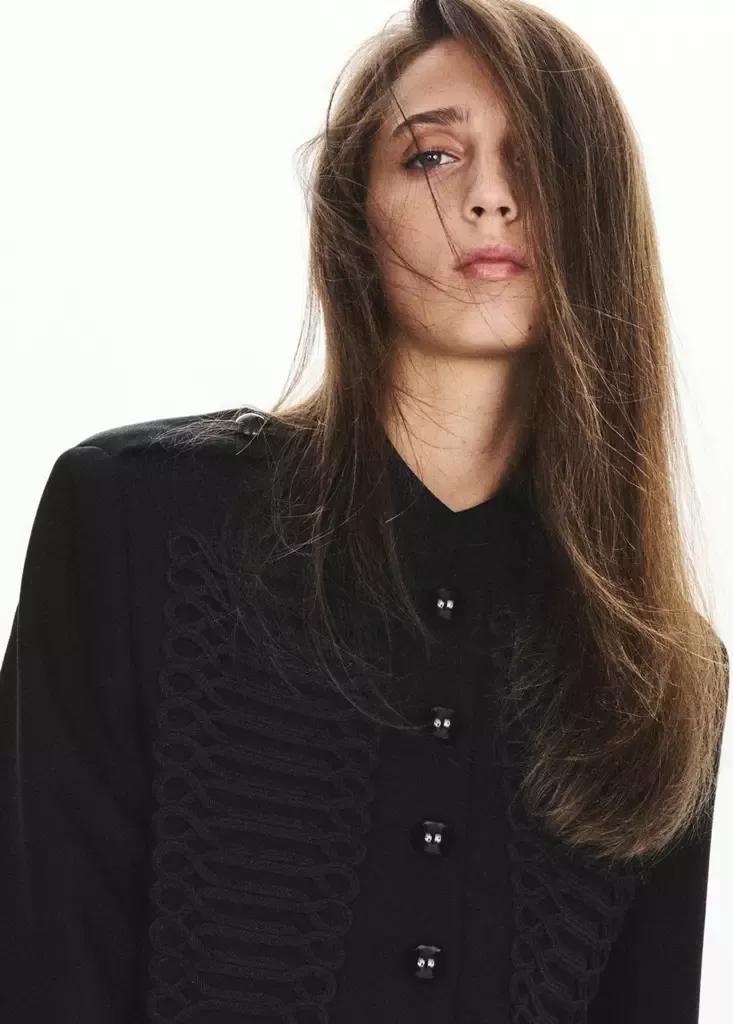 Black Jacket With Stand-Up Collar And Toggle Fastenings, , large image number 4