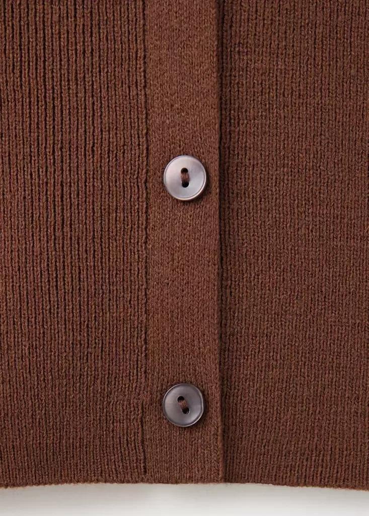 Brown Embroidered Beaded Knit Cardigan, Brown, large image number 6