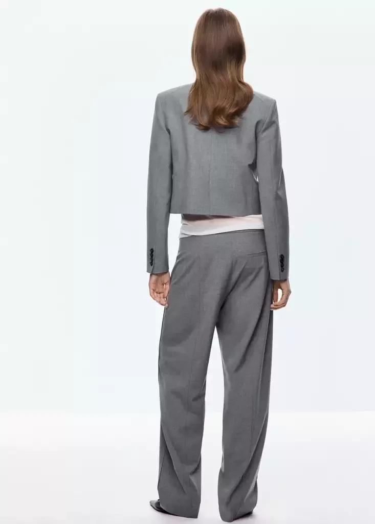 Grey Straight-Leg Trousers With Seam Detail, Grey, medium