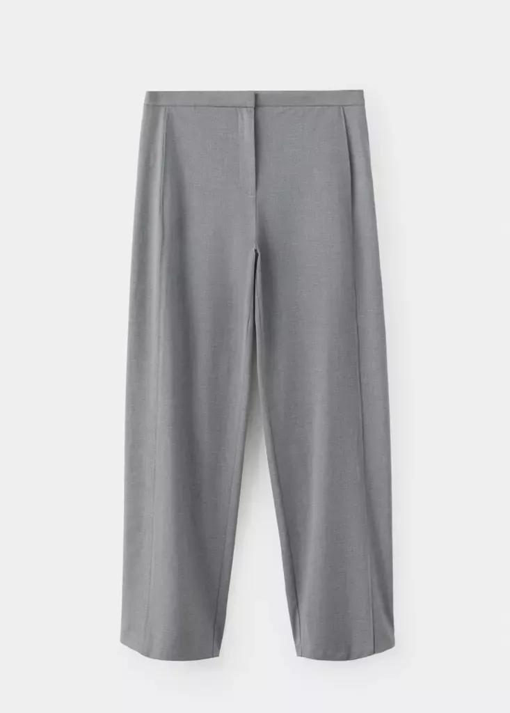 Grey Straight-Leg Trousers With Seam Detail, Grey, large image number 4