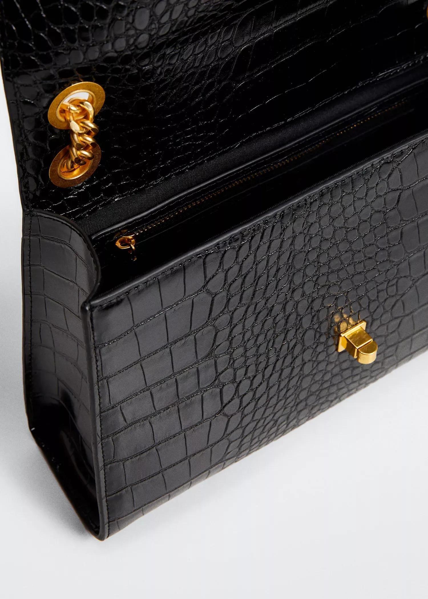 Black Crocodile Effect Chain Bag, , large image number 2