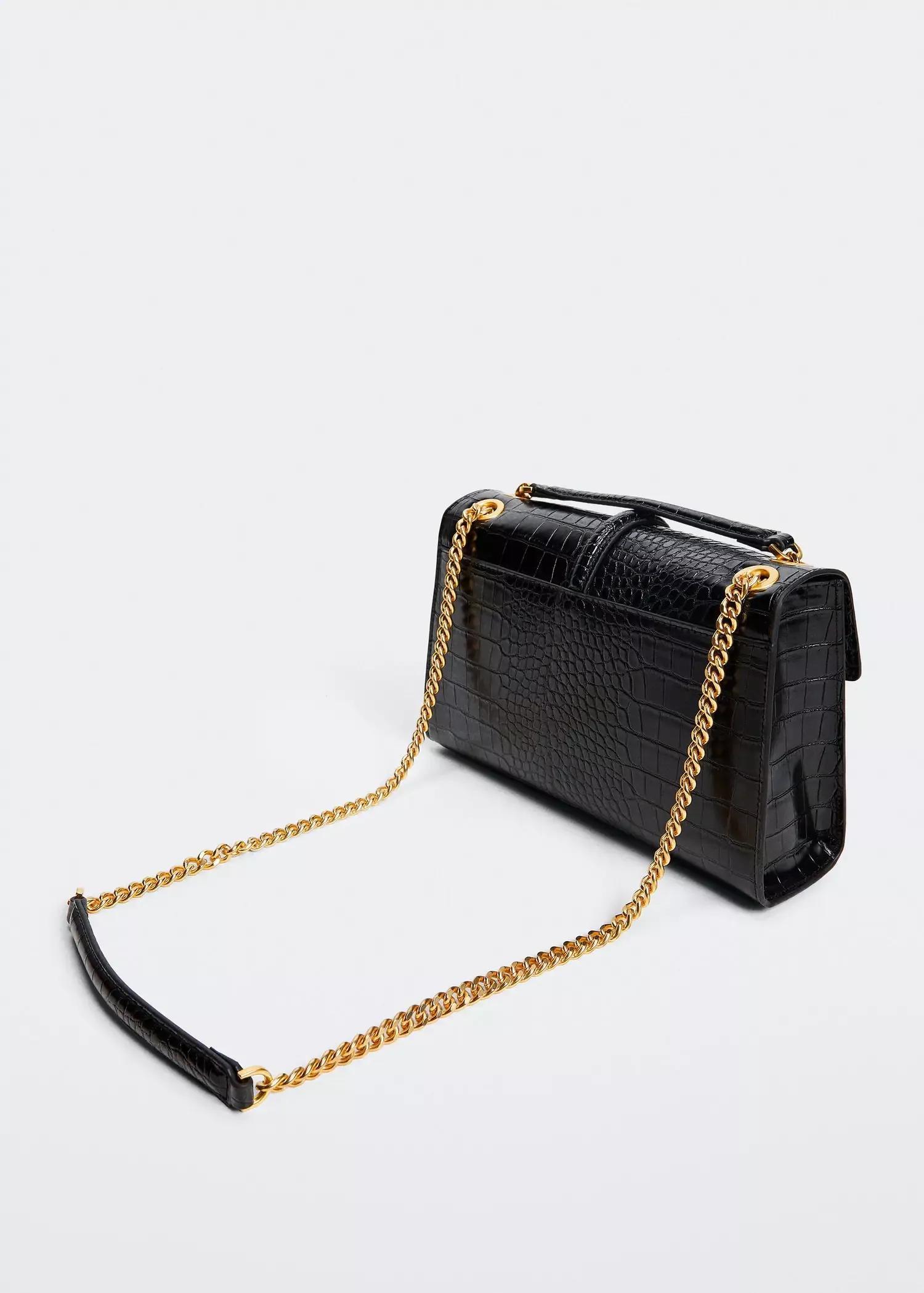 Black Crocodile Effect Chain Bag, , large image number 3