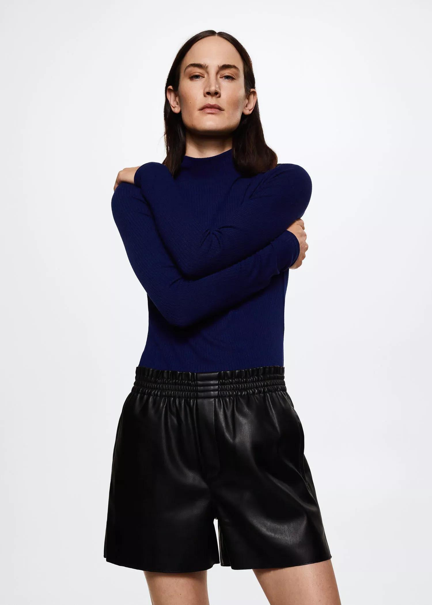 Navy Ribbed Long-Sleeved T-Shirt, , large image number 1