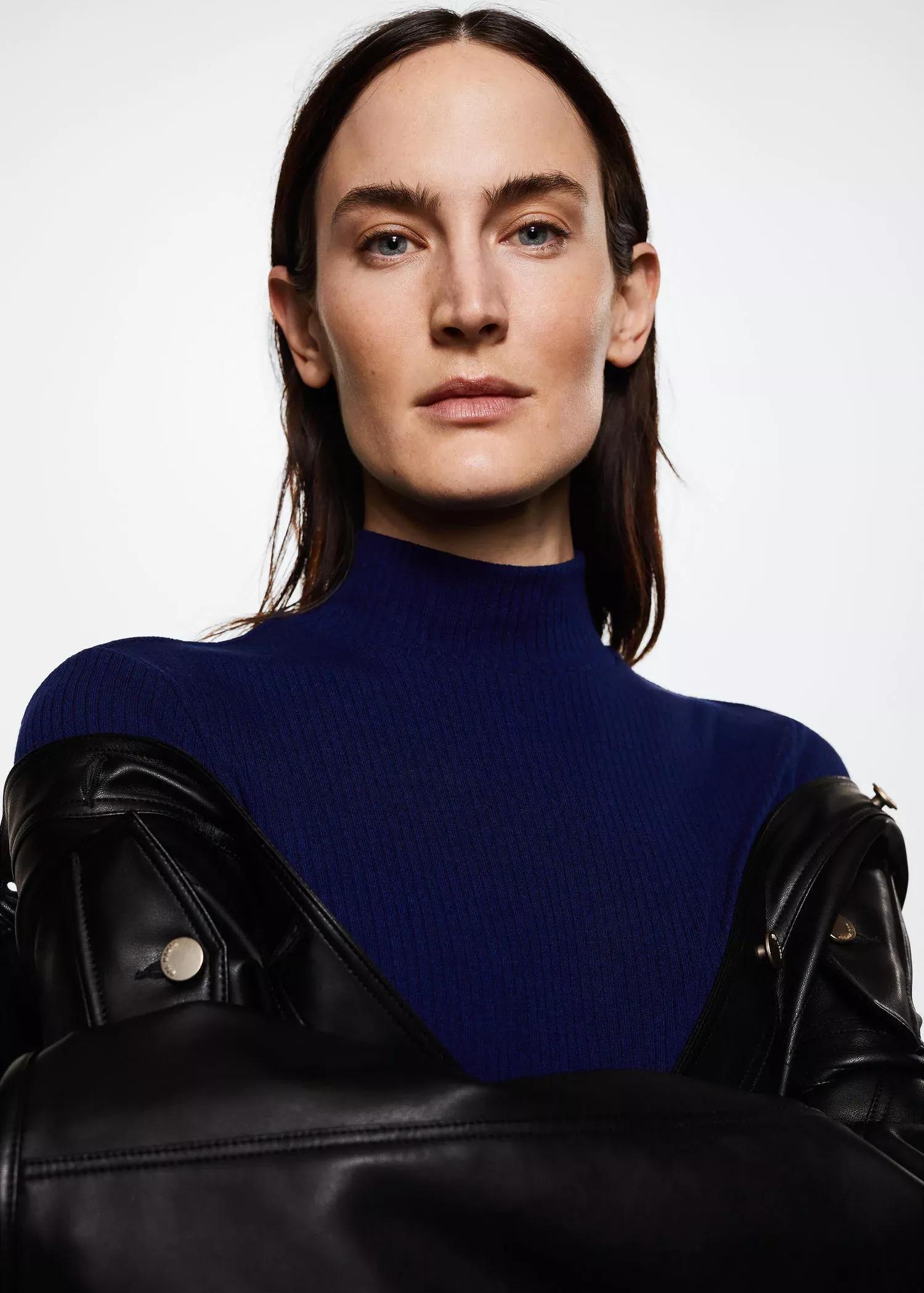 Navy Ribbed Long-Sleeved T-Shirt, , large image number 2