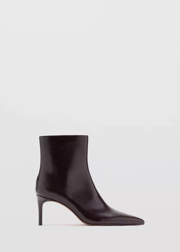 Burgundy Patent-Effect Ankle Boot With Pointed Toe, Dark Red, medium