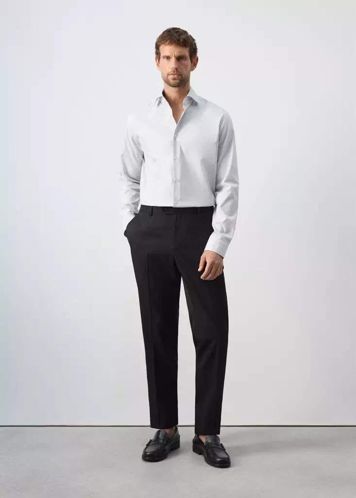 Grey Cotton Slim-Fit Striped Shirt, Grey, large image number 0