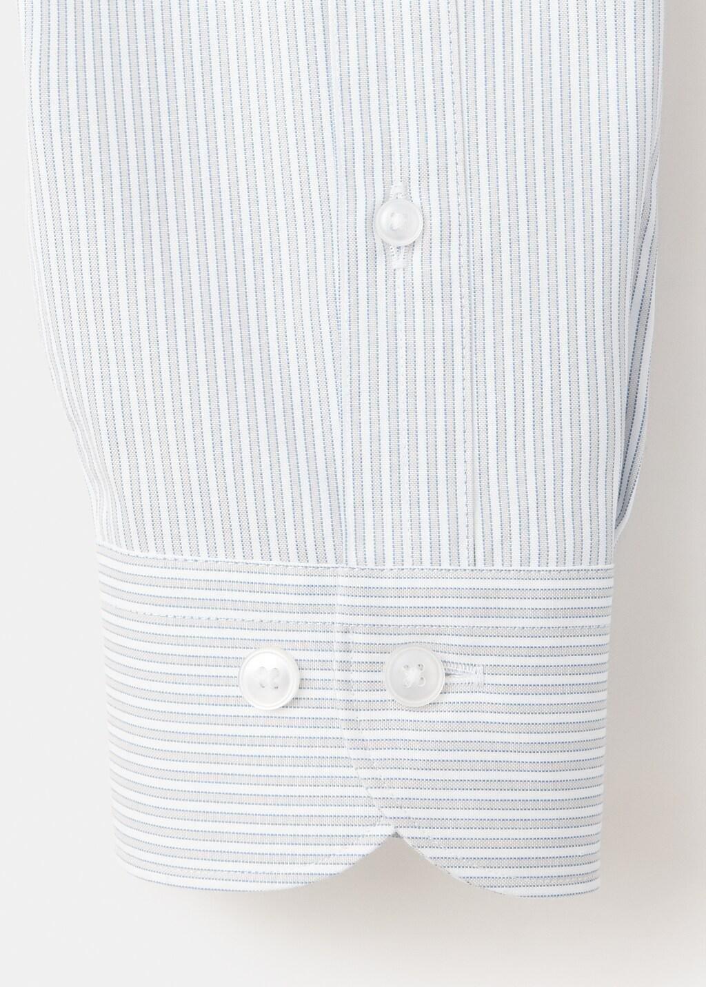 Grey Cotton Slim-Fit Striped Shirt, Grey, large image number 3
