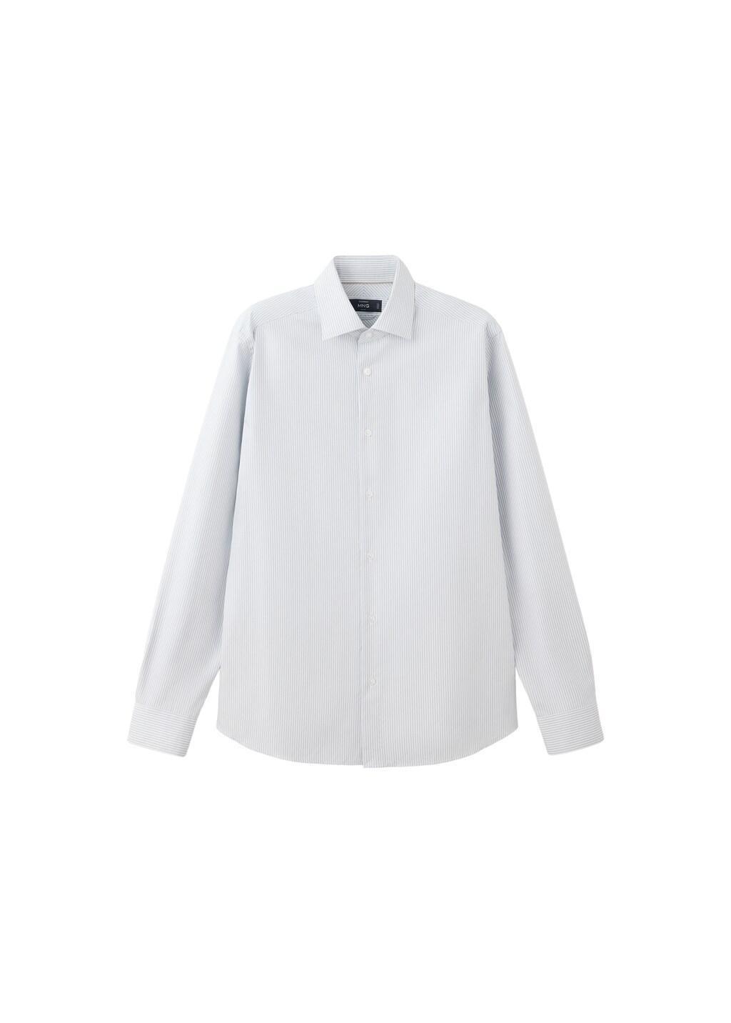 Grey Cotton Slim-Fit Striped Shirt, Grey, large image number 4