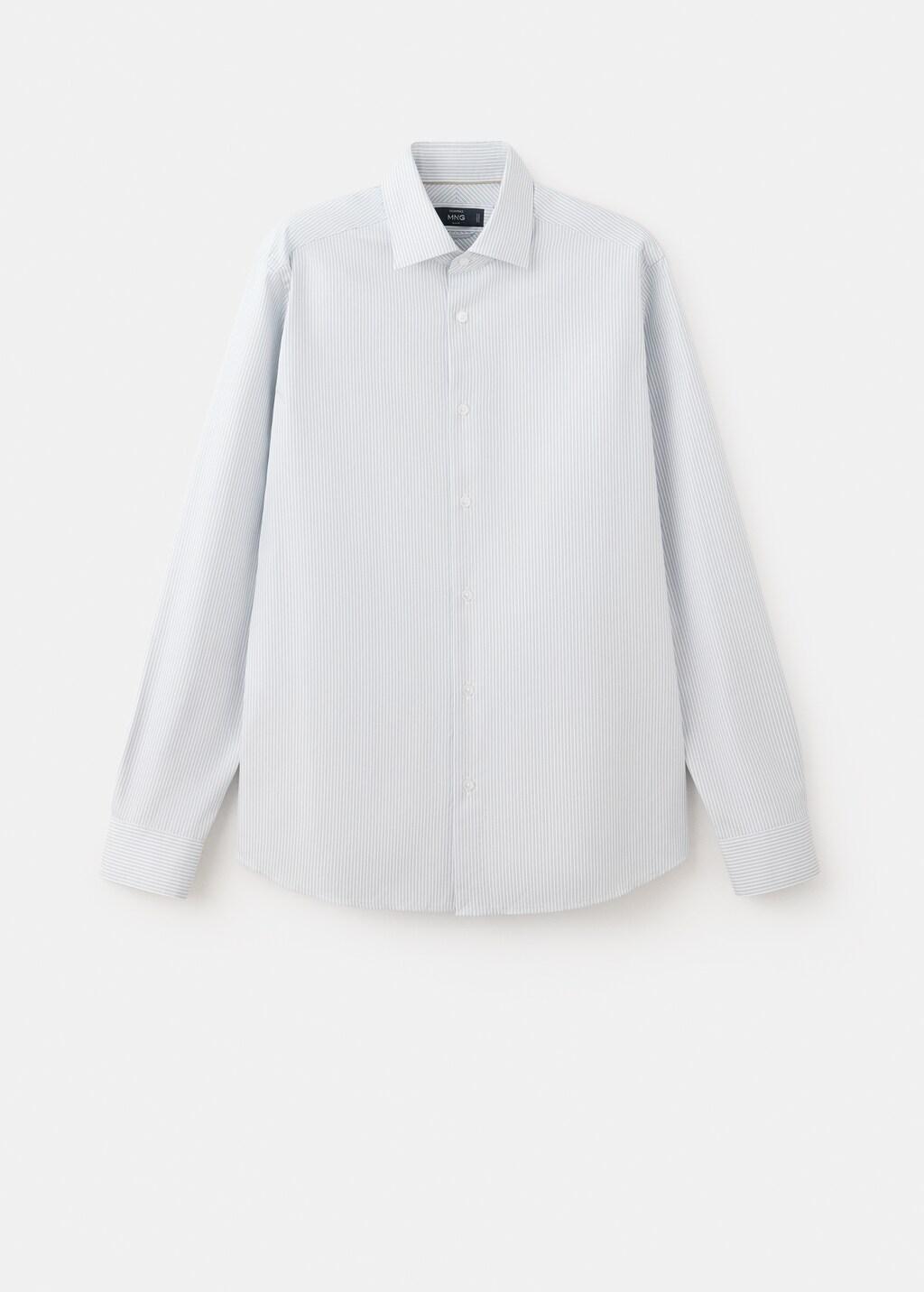 Grey Cotton Slim-Fit Striped Shirt, Grey, large image number 5