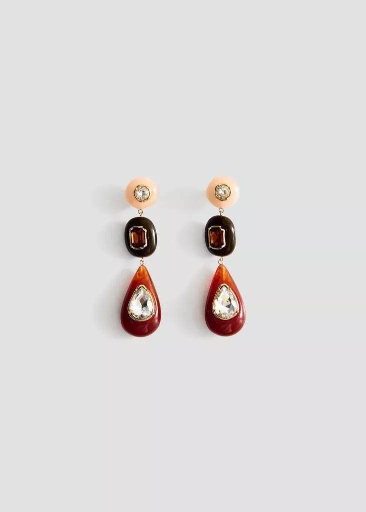 Gold Pendant Crystals Earrings, Gold, large image number 0