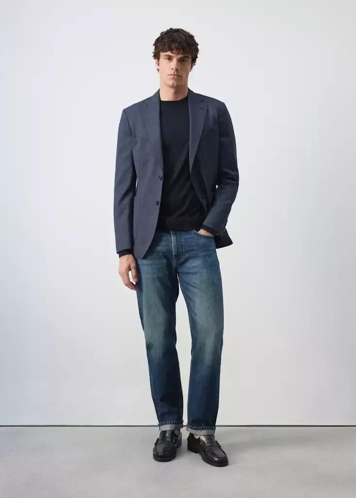 Navy Slim Fit Wool Blend Blazer, Navy, large image number 0