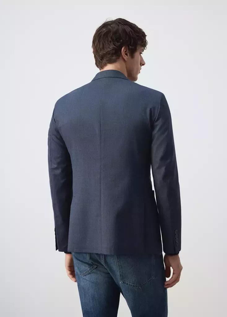 Navy Slim Fit Wool Blend Blazer, Navy, large image number 2