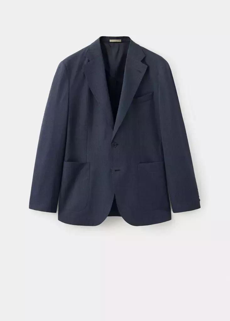 Navy Slim Fit Wool Blend Blazer, Navy, large image number 5