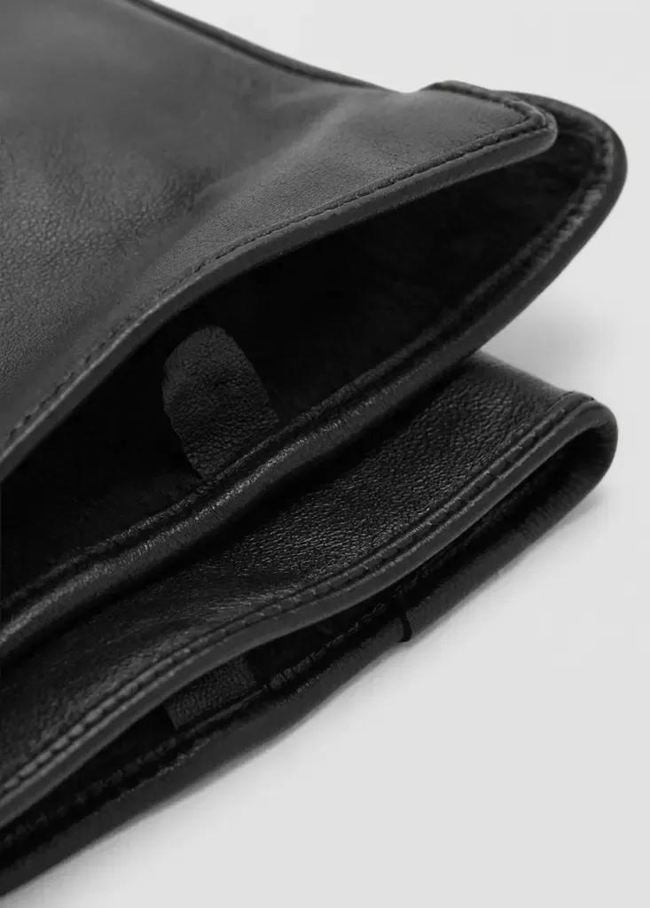 Black Leather Gloves, Black, medium