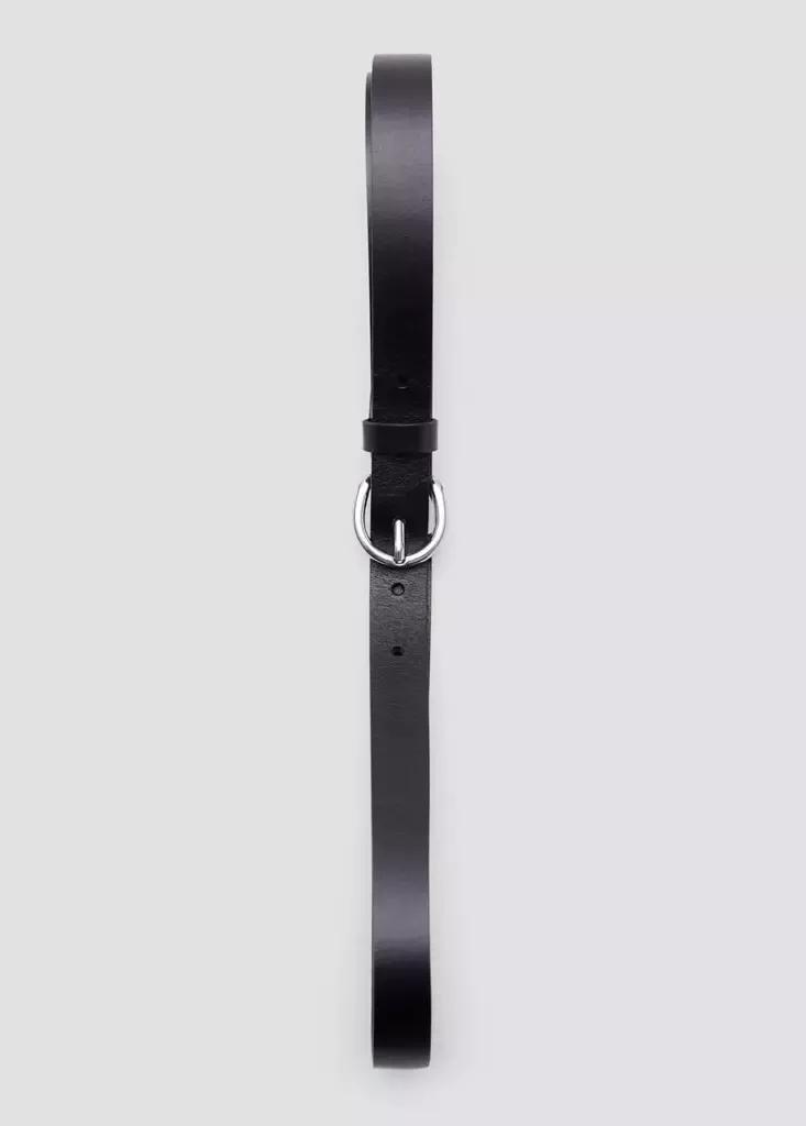 Black Leather Belt With Oval Buckle, Black, large image number 3