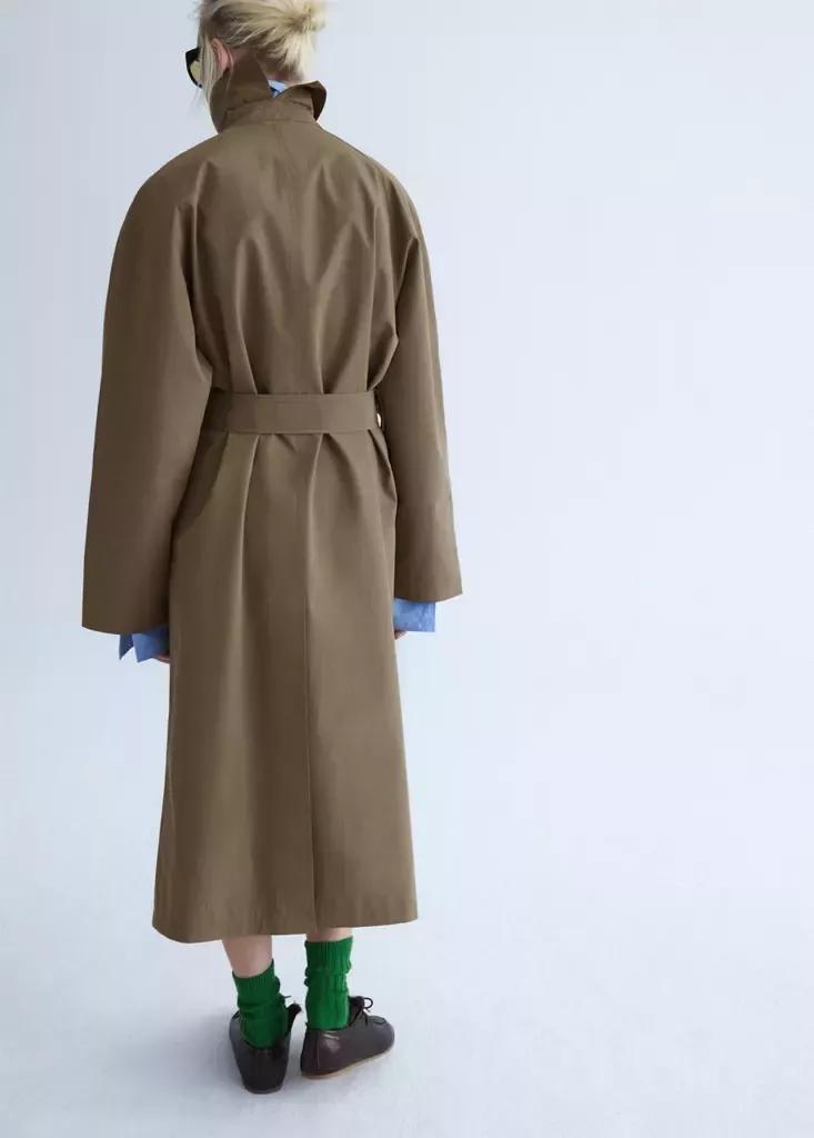 Khaki Oversized Trench Coat With Belt, Beige - Khaki, large image number 2