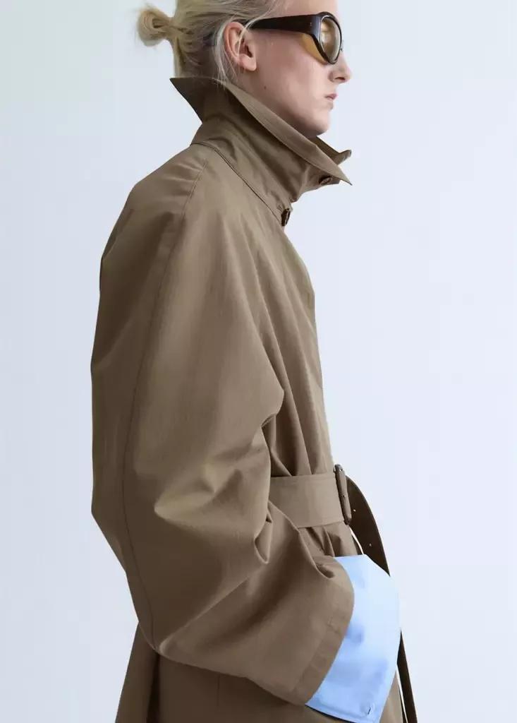 Khaki Oversized Trench Coat With Belt, Beige - Khaki, large image number 3