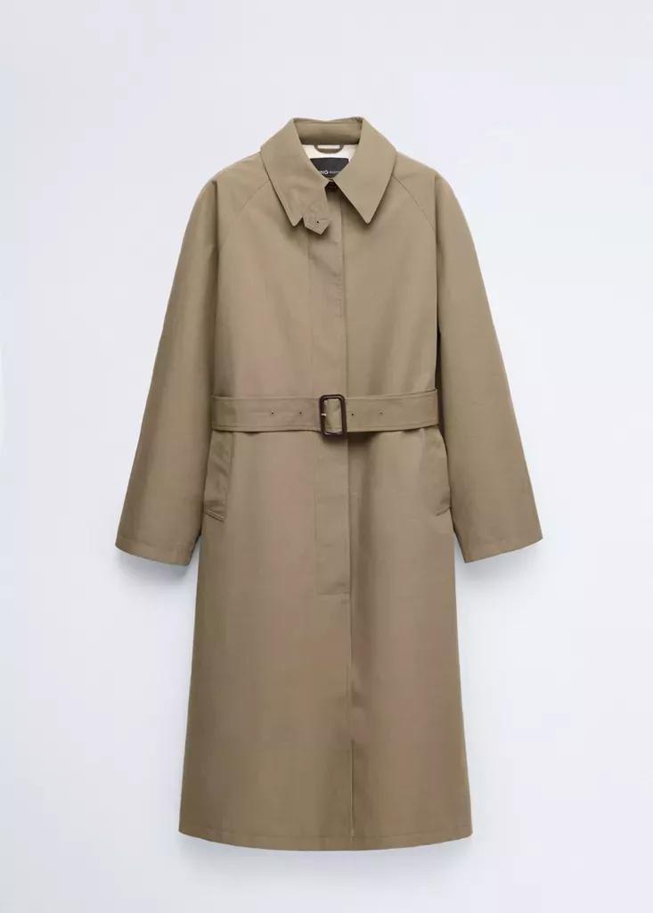 Khaki Oversized Trench Coat With Belt, Beige - Khaki, large image number 6
