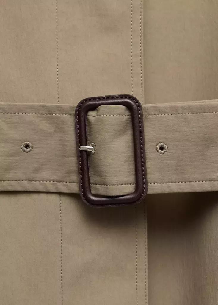 Khaki Oversized Trench Coat With Belt, Beige - Khaki, large image number 8