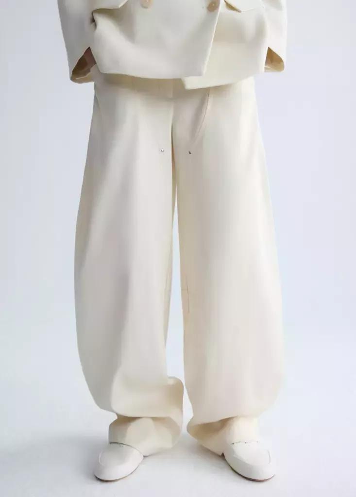 Beige Cotton Trousers, Light Beige, large image number 1