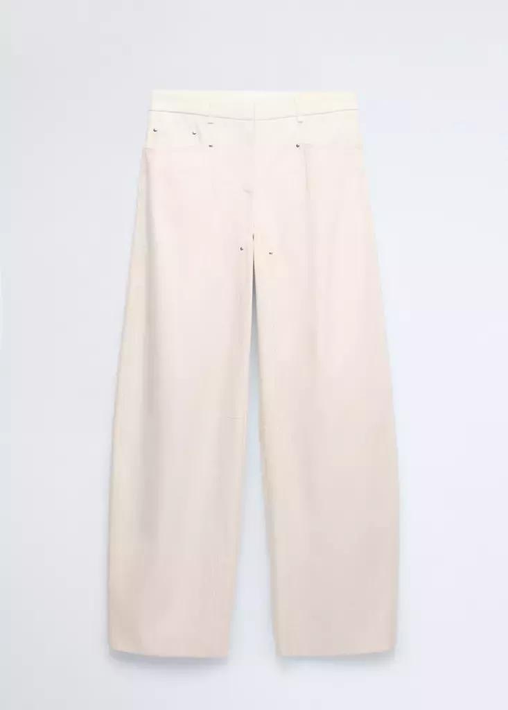 Beige Cotton Trousers, Light Beige, large image number 4