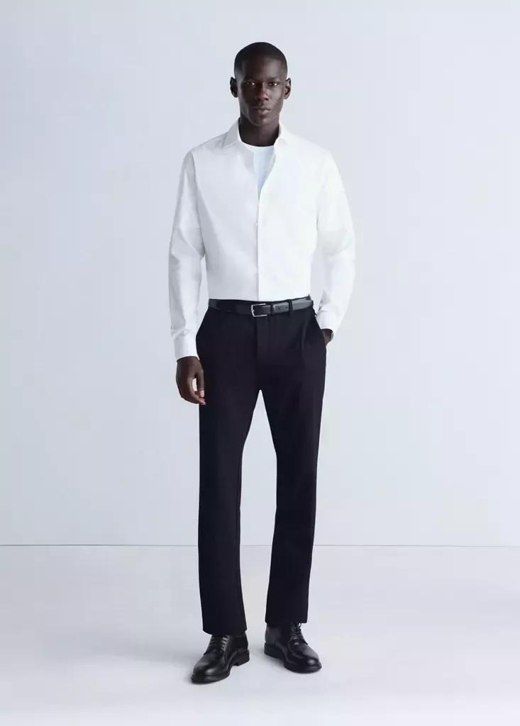 White Non-Iron Cotton Shirt, White, medium