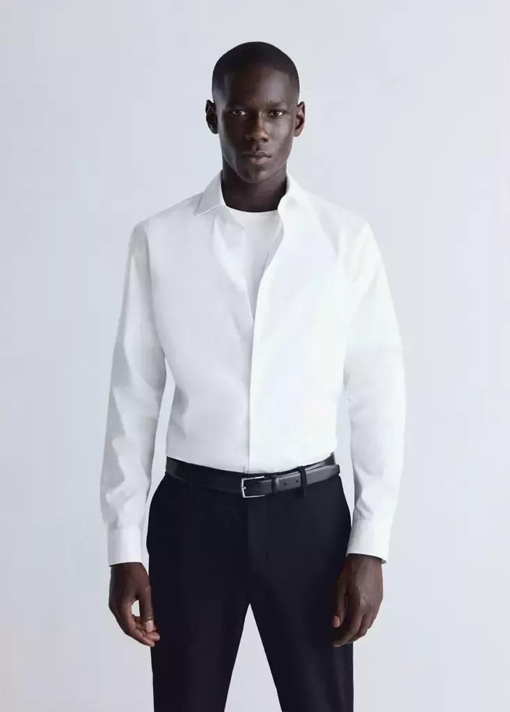 White Non-Iron Cotton Shirt, White, medium