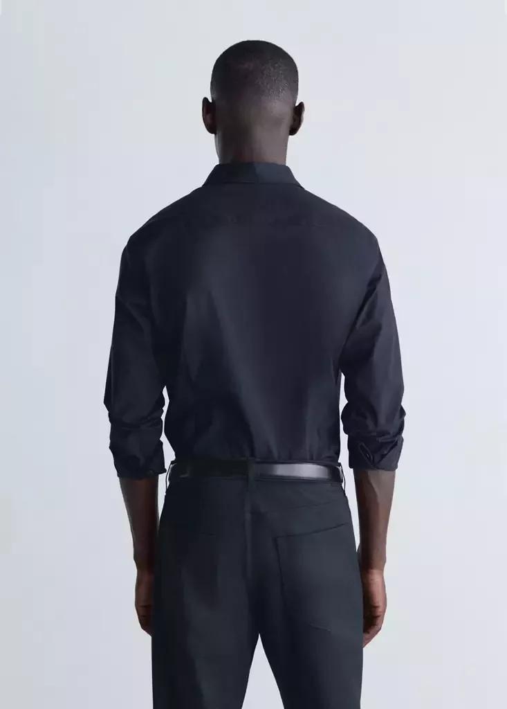 Blue Comfort Stretch Non-Iron Cotton Shirt, Navy, large image number 2