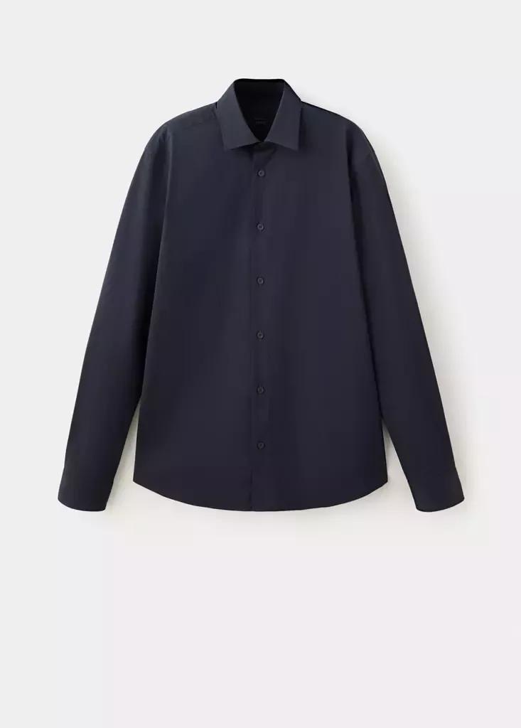 Blue Comfort Stretch Non-Iron Cotton Shirt, Navy, large image number 5