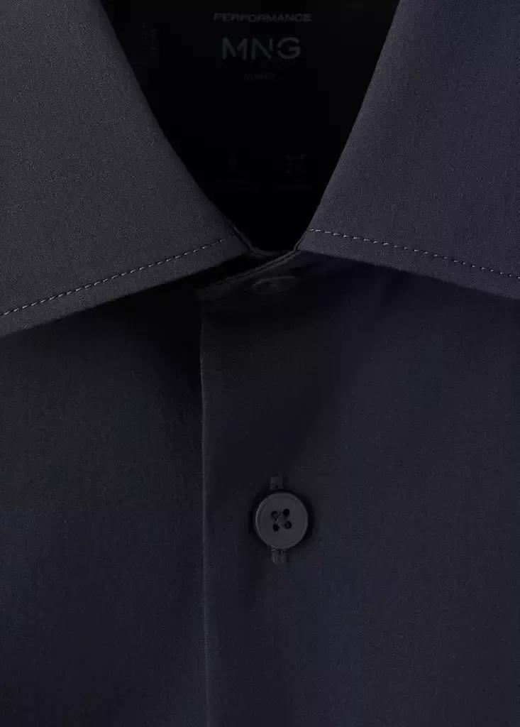 Blue Comfort Stretch Non-Iron Cotton Shirt, Navy, large image number 6