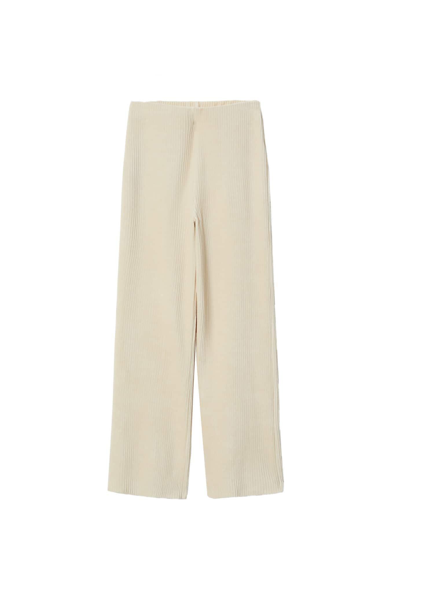Beige Corduroy Trousers With Elastic Waist, , large image number 5