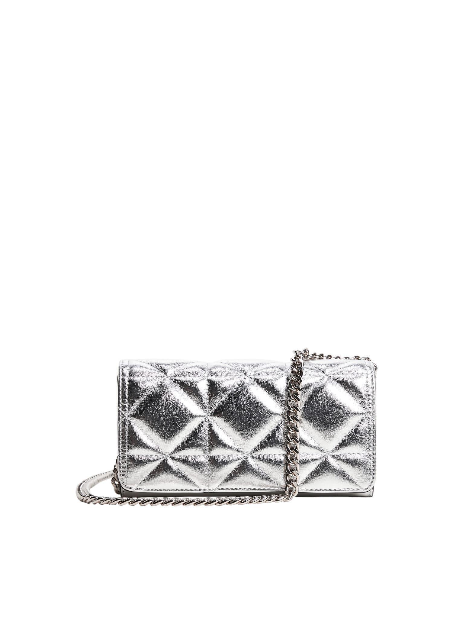 Silver Quilted Chain Handle Bag, , large image number 0